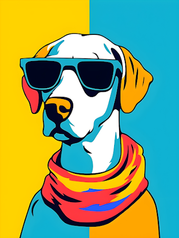 minimalistic cartoon version of a dog