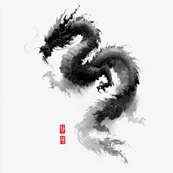Minimalistic Chinese Dragon in Brushstroke Style