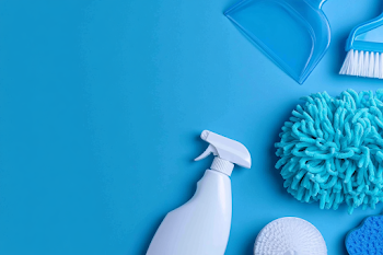 Minimalistic Cleaning Supplies Flat Lay