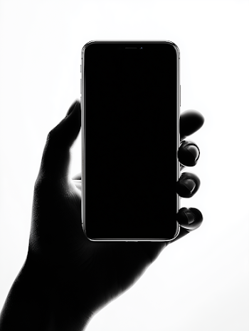 Minimalistic iPhone Silhouette Held by a Mother's Hand