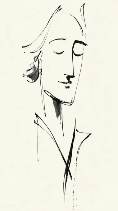 Minimalistic Line Drawing of a Woman's Face Minimalistic Line Drawing of a Woman's Face