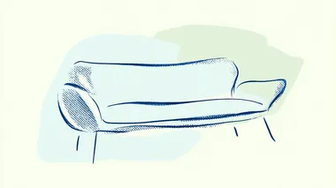 Minimalistic Modern Blue Sofa Illustration