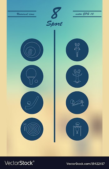 Minimalistic thin line sports sharp icons vector image