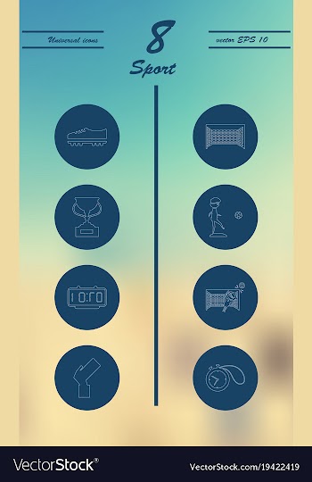 Minimalistic thin line sports sharp icons vector image