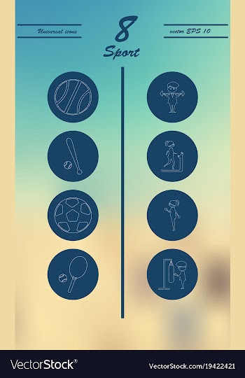 Minimalistic thin line sports sharp icons vector image