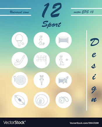Minimalistic thin line sports sharp icons vector image