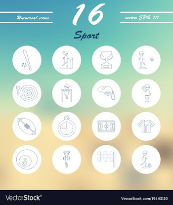Minimalistic thin line sports sharp icons vector image