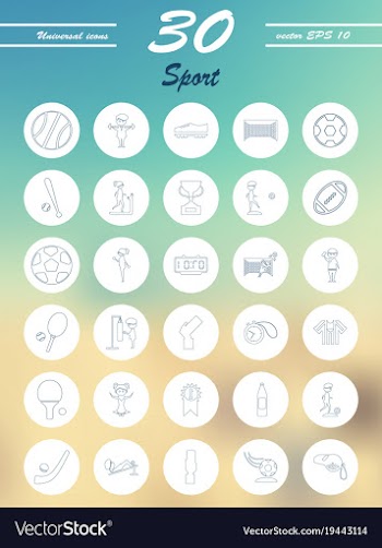 Minimalistic thin line sports sharp icons vector image