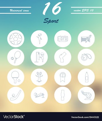 Minimalistic thin line sports sharp icons vector image