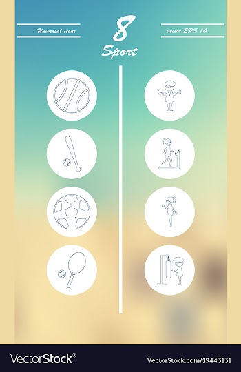 Minimalistic thin line sports sharp icons vector image