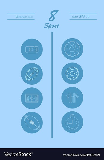 Minimalistic thin line sports sharp icons vector image