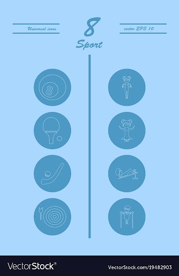 Minimalistic thin line sports sharp icons vector image