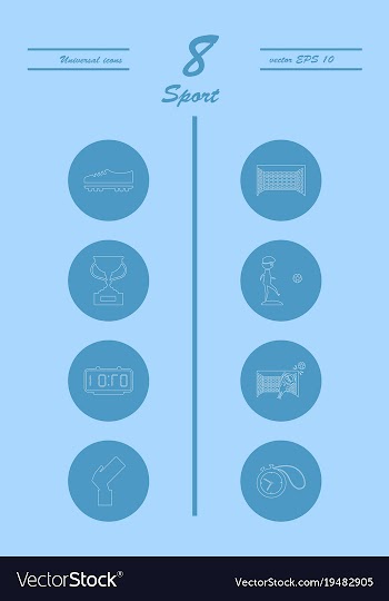Minimalistic thin line sports sharp icons vector image