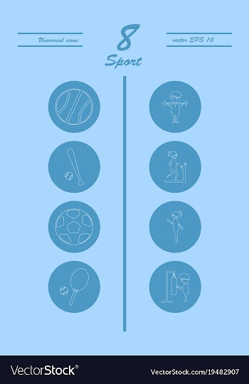 Minimalistic thin line sports sharp icons vector image
