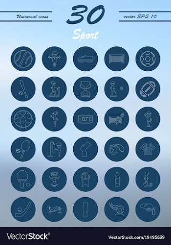 Minimalistic thin line sports sharp icons vector image