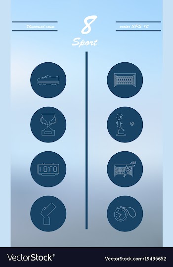 Minimalistic thin line sports sharp icons vector image