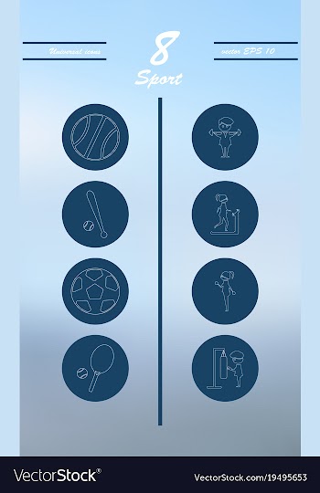 Minimalistic thin line sports sharp icons vector image