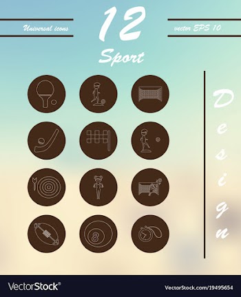 Minimalistic thin line sports sharp icons vector image