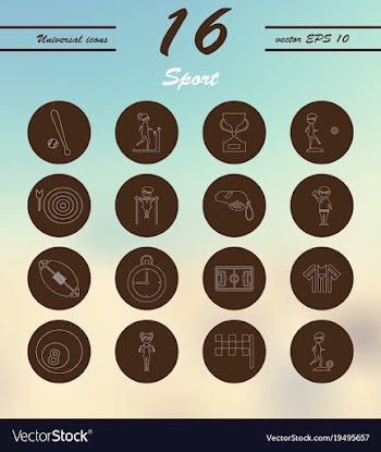 Minimalistic thin line sports sharp icons vector image