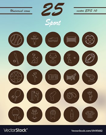 Minimalistic thin line sports sharp icons vector image