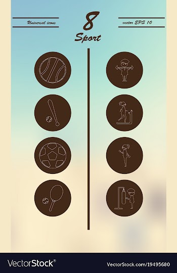 Minimalistic thin line sports sharp icons vector image