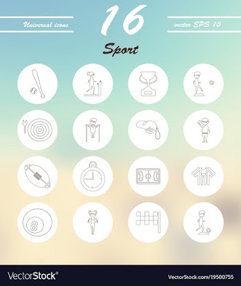 Minimalistic thin line sports sharp icons vector image