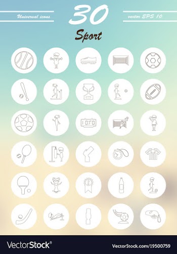 Minimalistic thin line sports sharp icons vector image