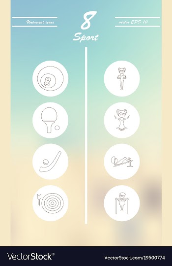 Minimalistic thin line sports sharp icons vector image