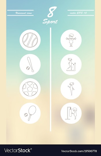 Minimalistic thin line sports sharp icons vector image