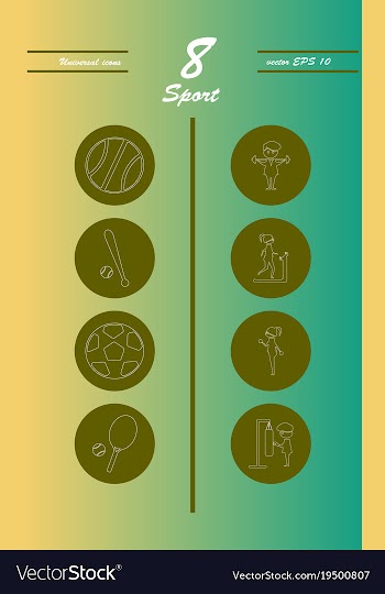 Minimalistic thin line sports sharp icons vector image