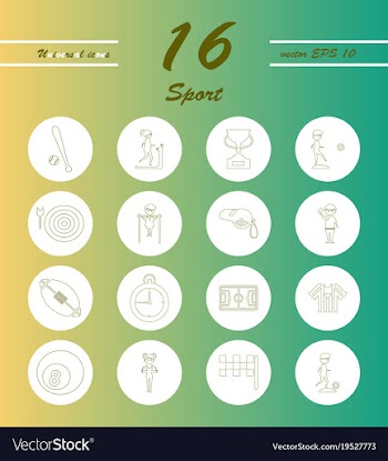 Minimalistic thin line sports sharp icons vector image