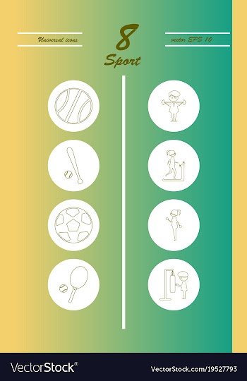 Minimalistic thin line sports sharp icons vector image