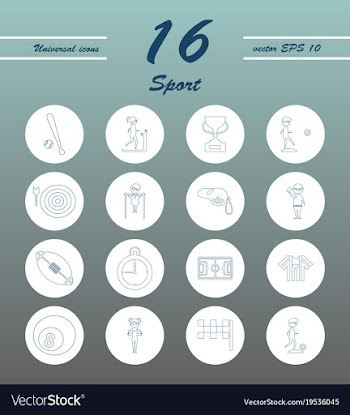 Minimalistic thin line sports sharp icons vector image
