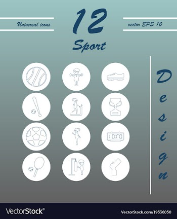 Minimalistic thin line sports sharp icons vector image