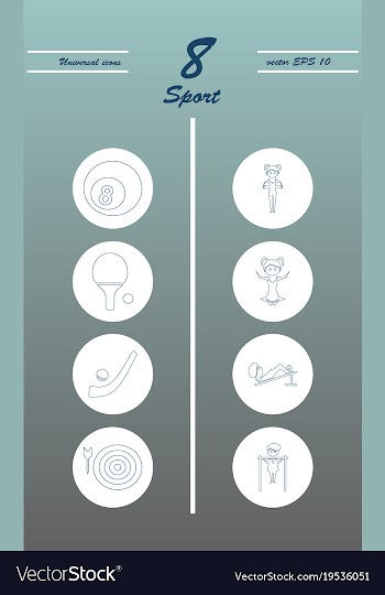 Minimalistic thin line sports sharp icons vector image