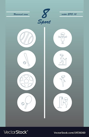 Minimalistic thin line sports sharp icons vector image