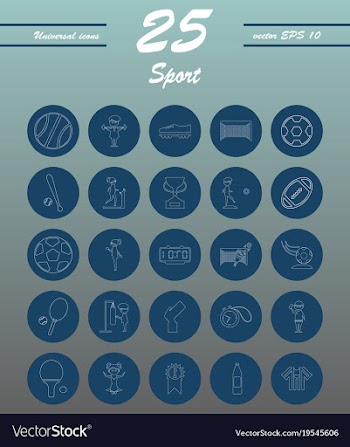 Minimalistic thin line sports sharp icons vector image