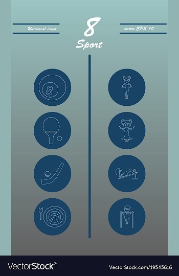Minimalistic thin line sports sharp icons vector image