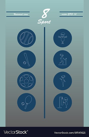 Minimalistic thin line sports sharp icons vector image