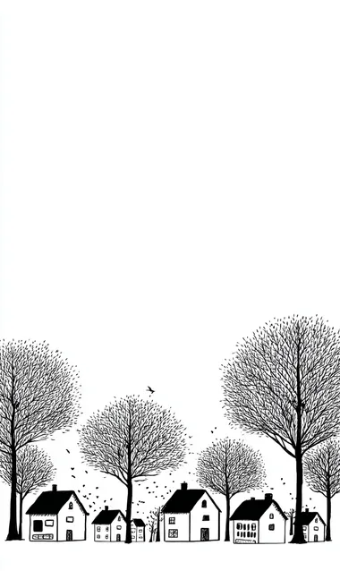 Minimalistic Village Line Art Sketch Minimalistic Village Line Art Sketch