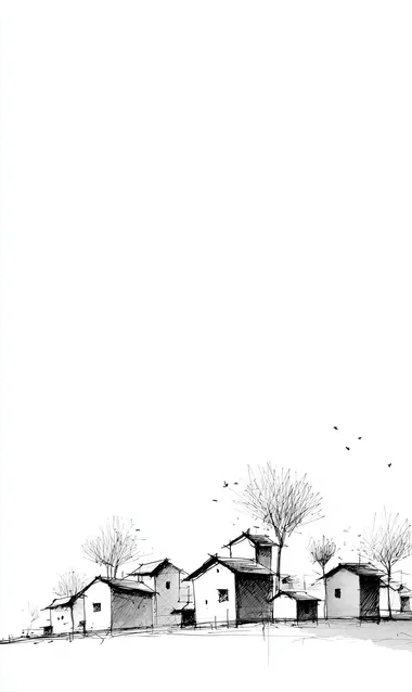 Minimalistic Village Sketch Minimalistic Village Sketch