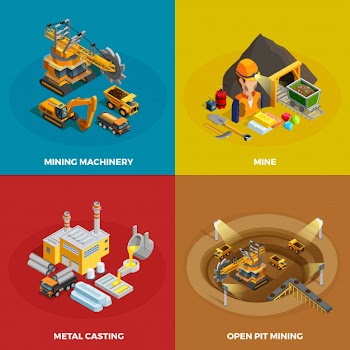 Mining concept icons set