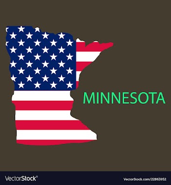 Minnesota state of america with map flag print on vector image