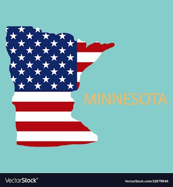 Minnesota state of america with map flag print on vector image