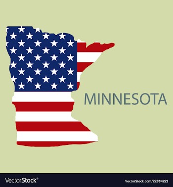 Minnesota state of america with map flag print on vector image