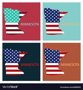 Minnesota state of america with map flag print on vector image