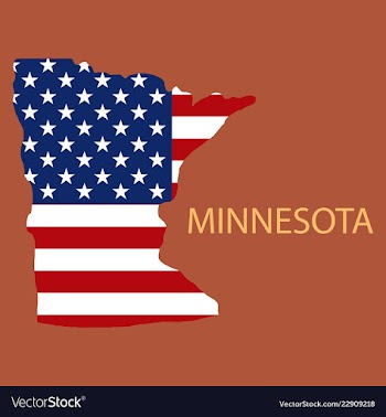 Minnesota state of america with map flag print on vector image