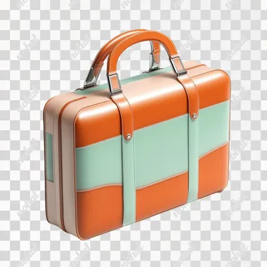 Mint and Orange Hyperrealistic Business Briefcase 3D Render