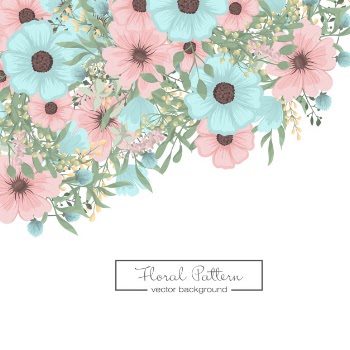 Mint green floral background flower border Free Vector
