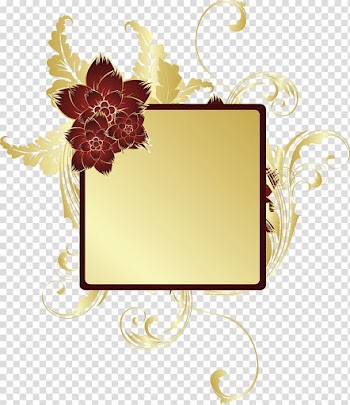 Mirror with red frame illustration, Icon, European and American gold lace pattern transparent background PNG clipart